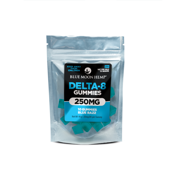 Delta 8 Blue Razz Gummies 250mg